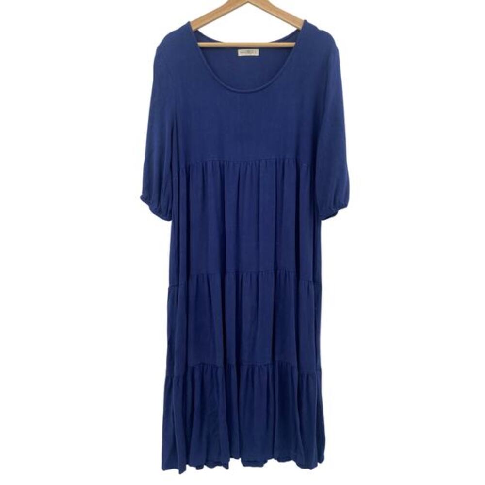 Natural Life blue‎ tiered balloon sleeve maxi dress